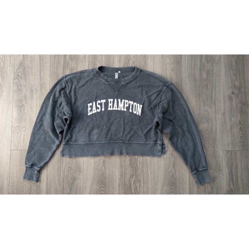 Women’s Crop Grey Crewneck Sweatshirt East Hampton Print size Small